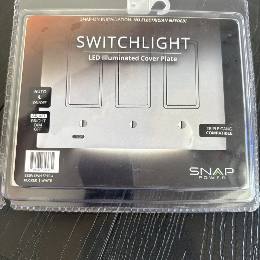 Snap Power LED Illuminated Cover Plate For Triple Rocker Switch White Auto NEW